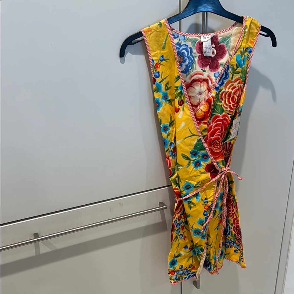Wrap-Around Oriental Yellow Floral Casual Dress for Kids